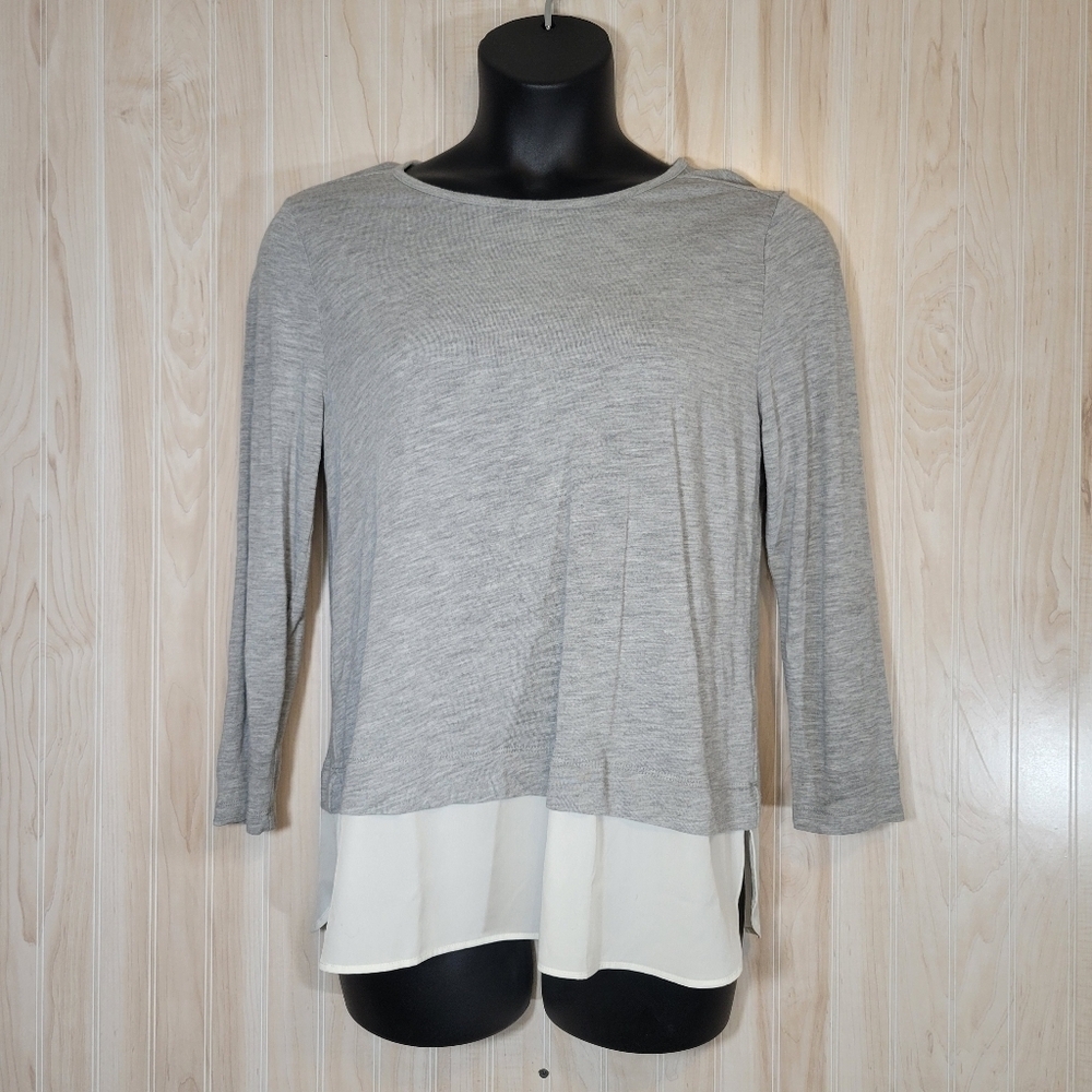Gray and Cream Women's Top